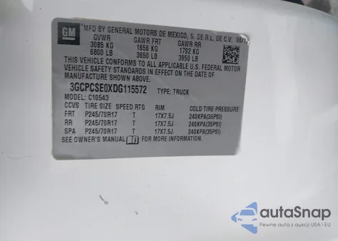 2013 Chevrolet Silverado 1500 Lt z USA, uszkodzony, nr VIN 3GCPCSE0XDG115572